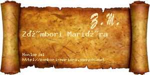 Zámbori Marióra névjegykártya